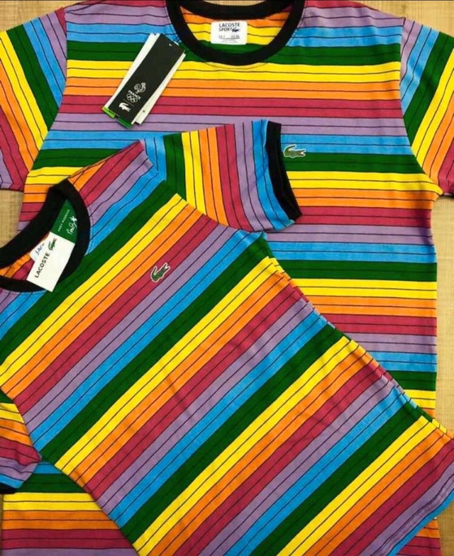 Déstockage > camisa lacoste colorida arco iris -
