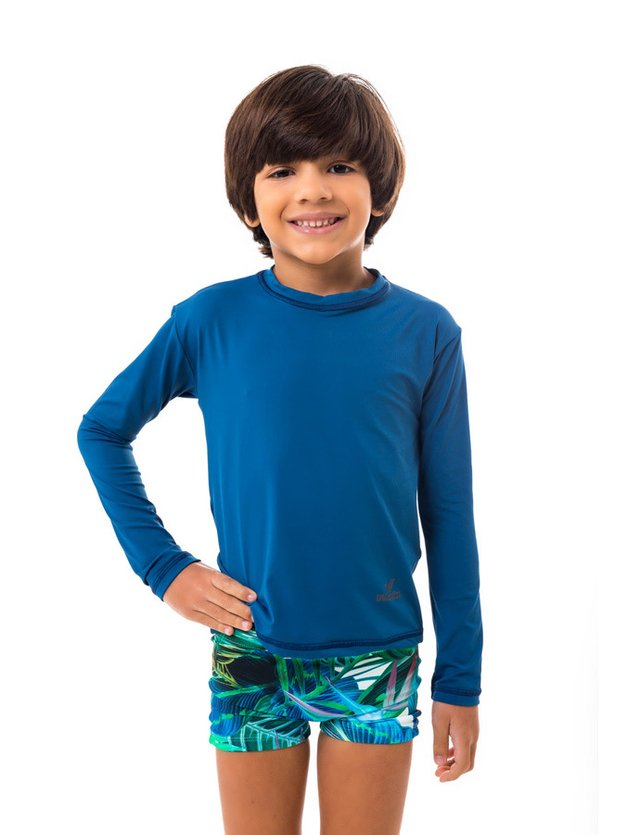 Camisa UV Infantil Azul Petróleo com Proteção Solar