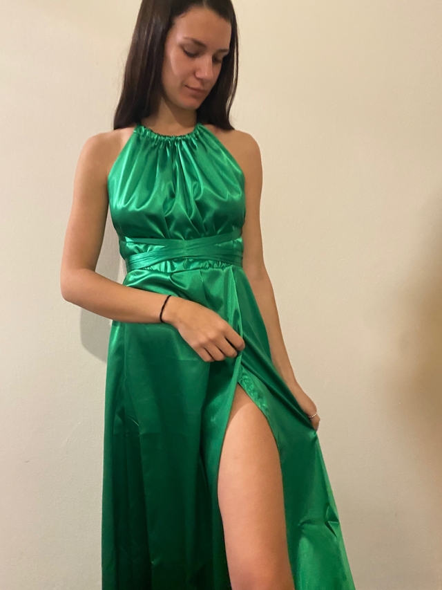 vestido saten verde benetton - Comprar en CHRONIC