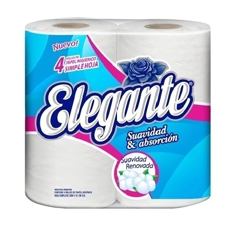Papel higiénico blanco hoja simple 4x30 "Elegante"