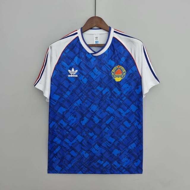 Camisa da Yugoslavia Home (1) 1992 Adidas Retrô Masculina Azul