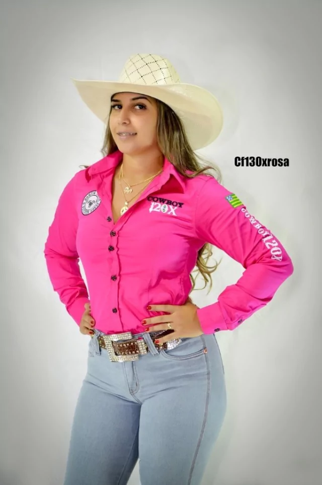 Camisete Country Feminina Cowboy 120x Pink