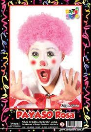 Peluca Afro Rosa Payaso Rulos Cortos Pars