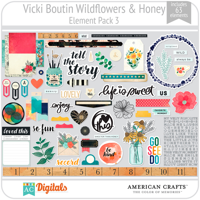 Hoja de Elementos Wildflowers  Honey Vicki Boutin Pack American Crafts