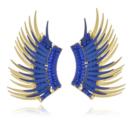 Brinco Design Azul Marinho Dourado - Le Claire