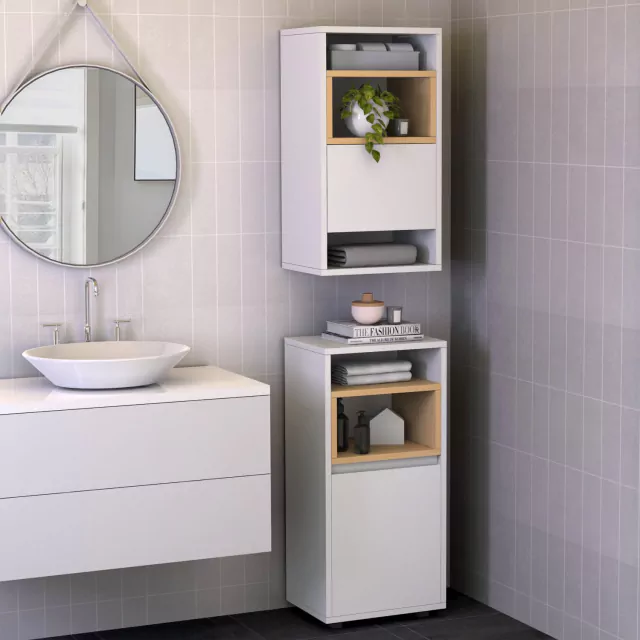 mueble baño moderno o lavadero repisa flotante y tolva