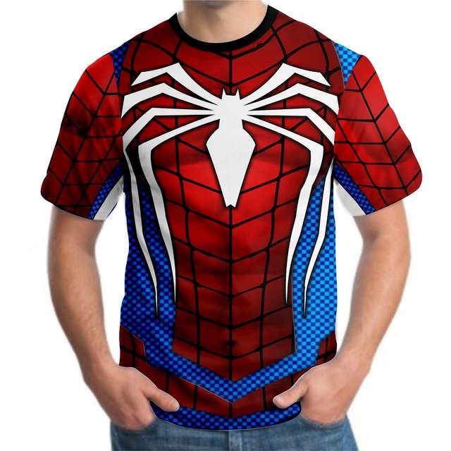 Camiseta do homem aranha Masculina Herois Blusa red