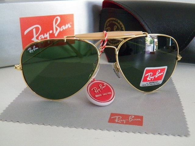 Óculos de Sol Ray-Ban Caçador 3029 Armação Dourado Lente Verde