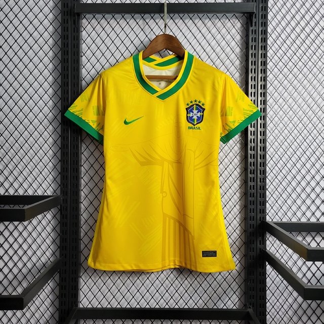 Camisa Seleção Brasileira Amarela Clássica 2022 Feminina