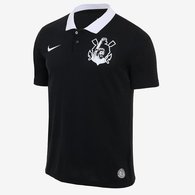Camisa Corinthians Polo Preta Doutor Sócrates Masculina - Edição Limitada