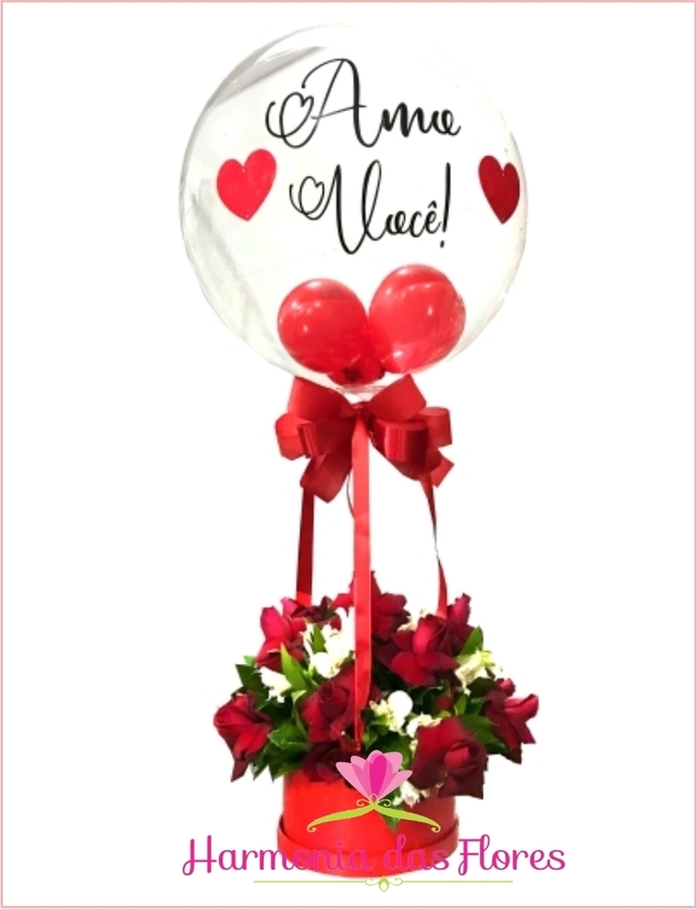 Balão do Amor - Balão com Lindas Rosas Vermelhas