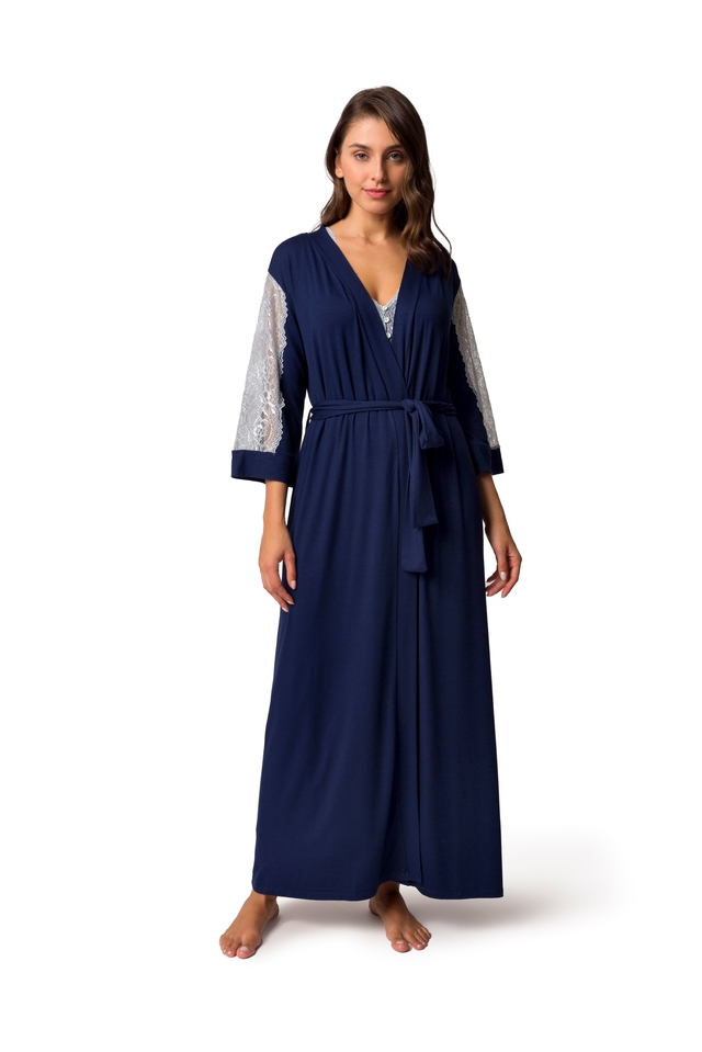 Robe Feminino Longo Visco com Renda Cote D Azur Inspirate 17311