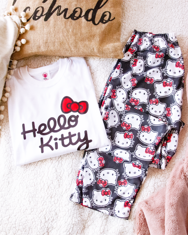 Pijama de Invierno HELLO KITTY NEGRO Adultos y niños