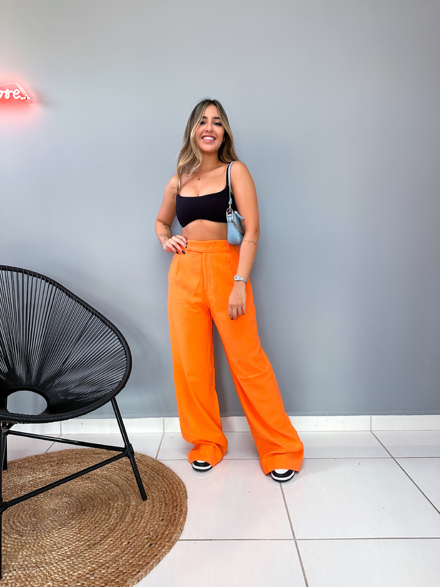 Calça Pantalona Juliana - laranja - BW Fashion Store