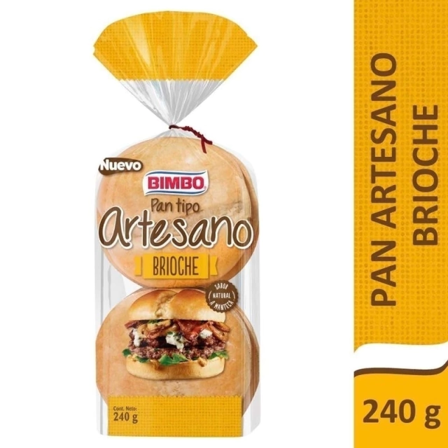 Pan Para Hamburguesa Brioche Artesano x 240g - Bimbo