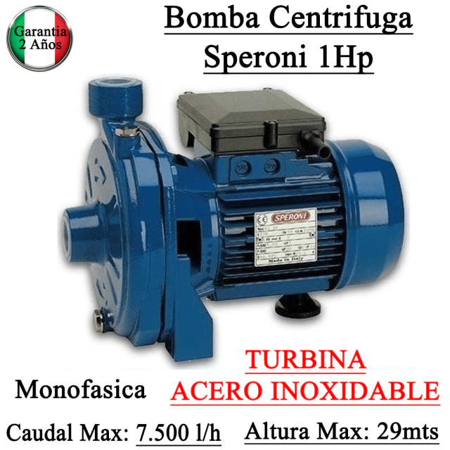 Bomba Centrifuga Speroni 1Hp Italiana Turbina Acero Inoxidable