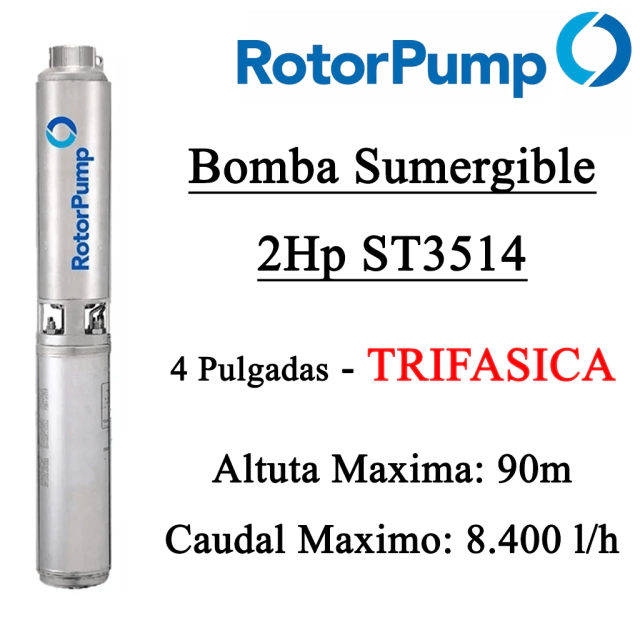 Bomba Sumergible Rotor Pump 2Hp St3514 TRIFASICA