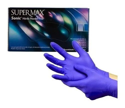 Luva Nitrilo Azul caixa SUPERMAX - Kit com 10 Cartuchos