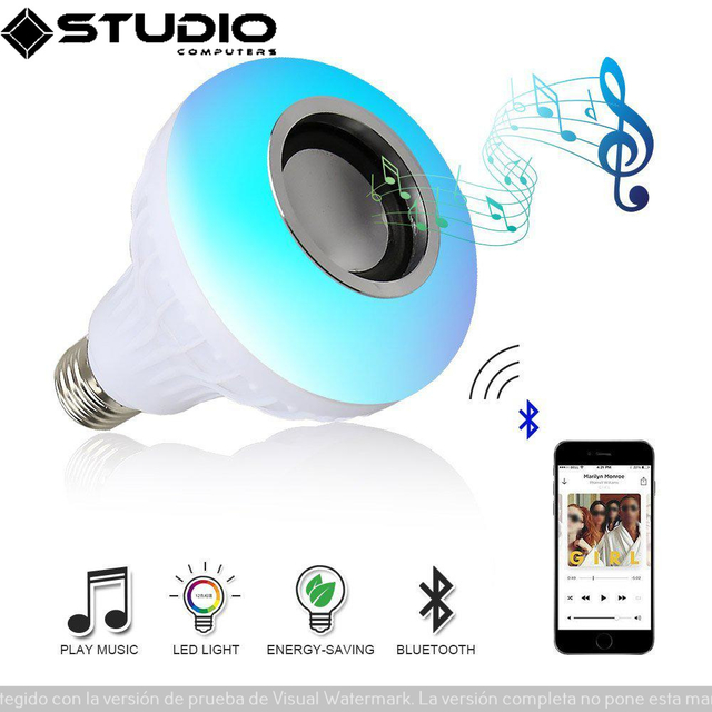 Lampara / Foco Luz Led Rgb Parlante Bluetooth 220v Control Remoto