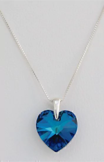 Collar Corazón Swarovski Azul - Comprar en Del Plata