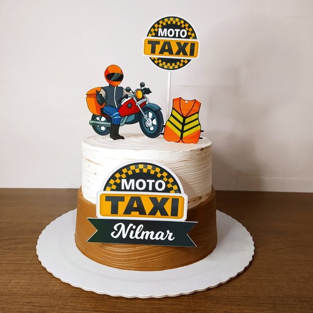 Topo De Bolo Para Aniversário, Carrinho De Motociclista, Topper De