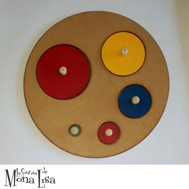 Puzzle de madera 5 círculos de colores- MONTESSORI