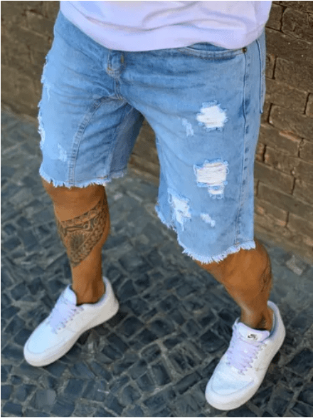 Bermuda Jeans Masculina Rasgada Destroyed - LUKAHE