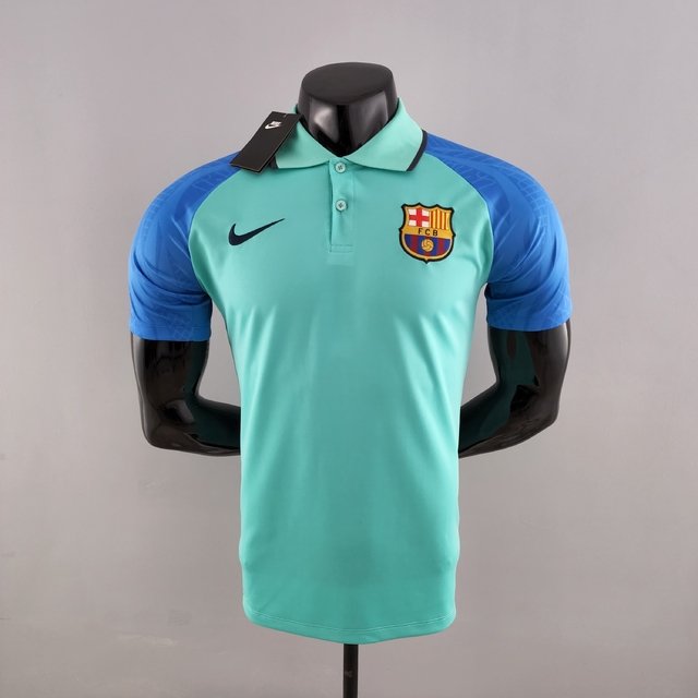 Camisa Polo Barcelona 2022/2023 Azul Claro Nike Masculina