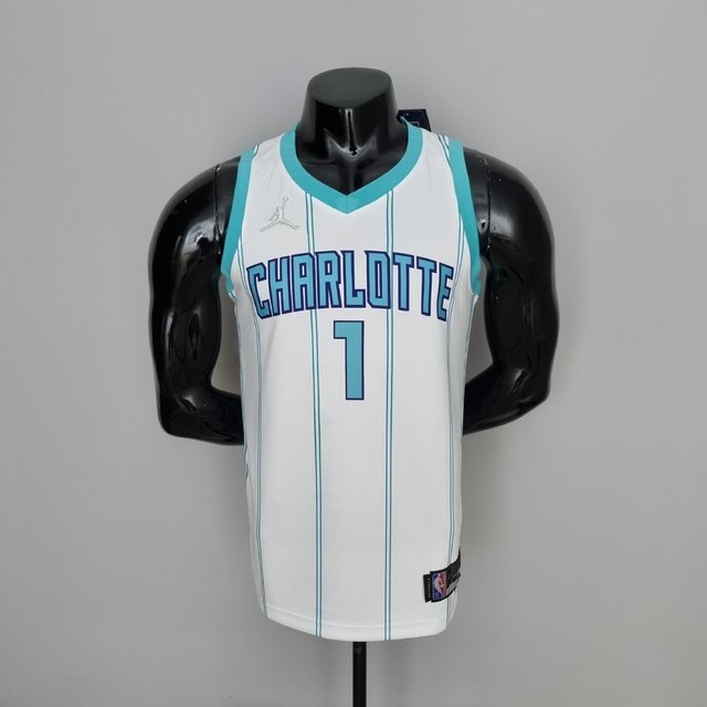 Camisa NBA Regata Charlotte Hornets 2022 Branca Jordan Jogador