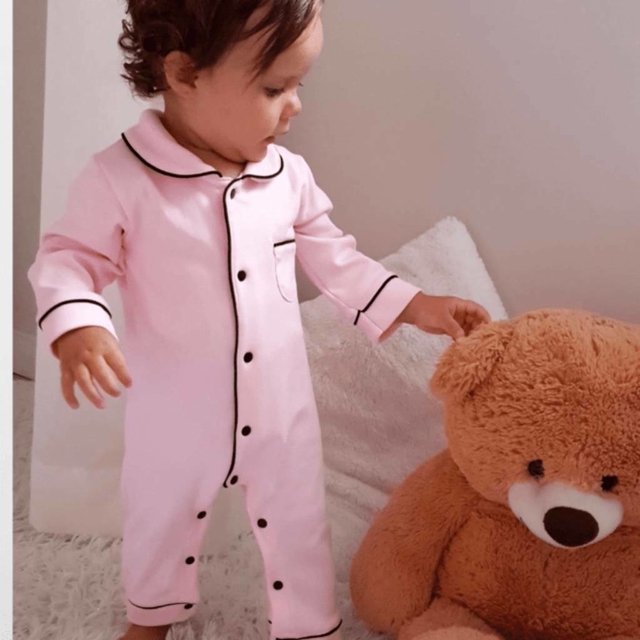 Pijama macacão bebê algodão egípcio