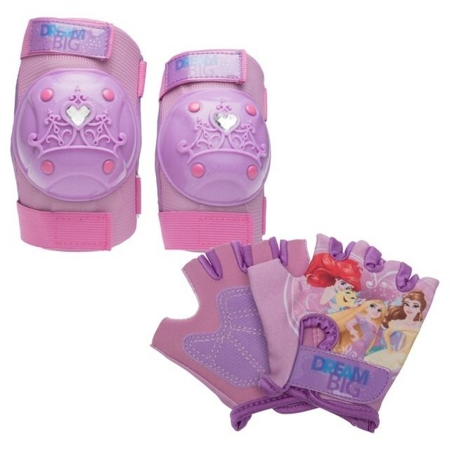 Kit Proteção Infantil Bell 3-5 Anos Joelheira Cotoveleira Luva Princessas  Disney Rosa