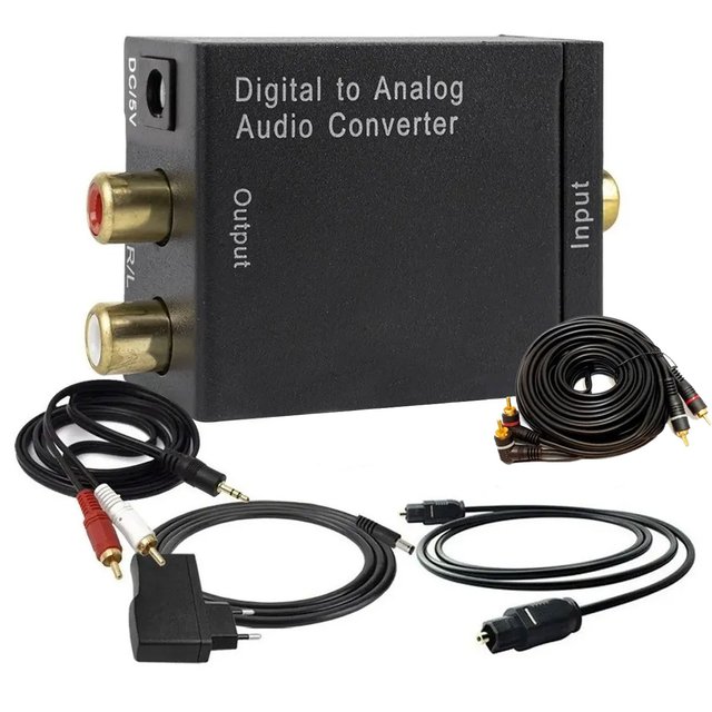 Conversor Áudio Digital Analógico +cabos Optico Rca + Rca P2