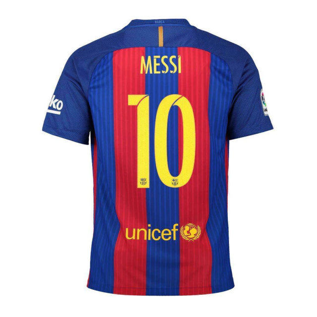 Camisa Barcelona I 2016/17 Retrô (Messi #10) - Grená+Azul