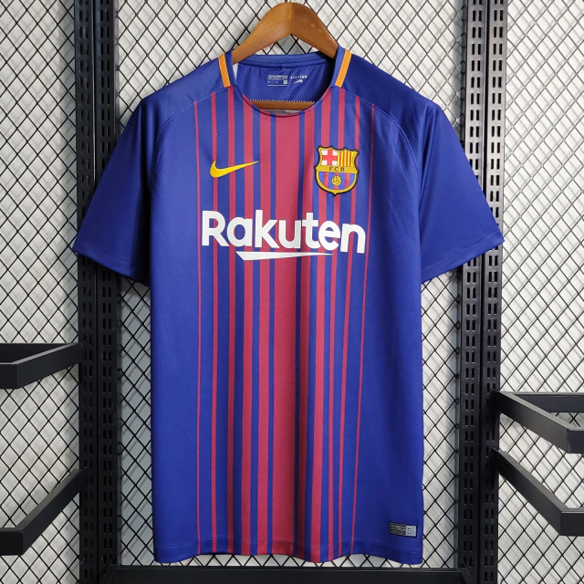 Camisa Barcelona I 2017/18 Retrô - Grená+Azul