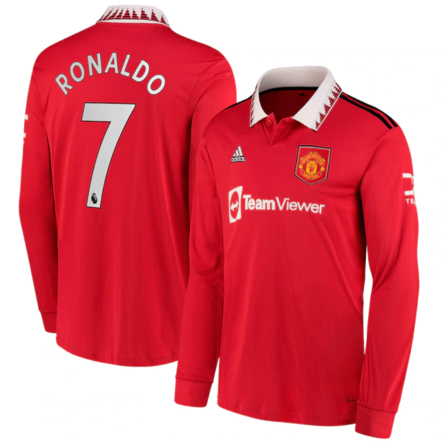 Camisa Manchester United I 2022/23 Torcedor Manga Longa (Ronaldo #7) -  Vermelho