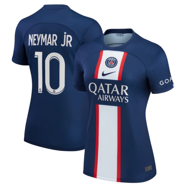 Camisa PSG I 2022/23 Torcedora Feminina (Neymar Jr #10 - Ligue 1) -  Azul+Branco