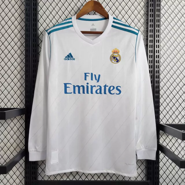 Camisa Real Madrid I 2017/18 Retrô Manga Longa - Branco