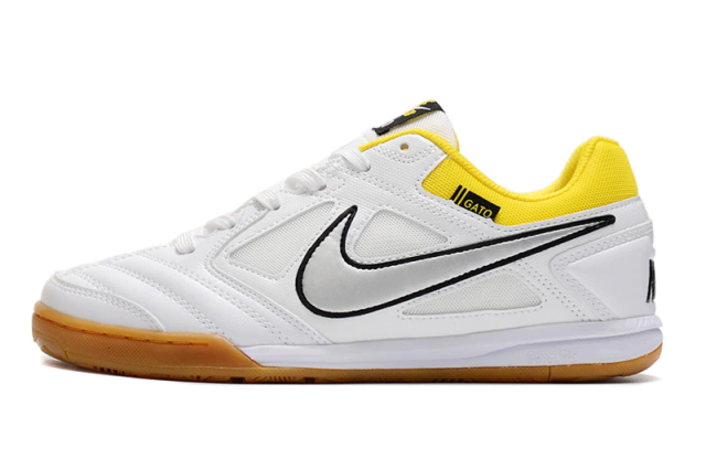 Chuteira Futsal Supreme x Nike SB Gato Branco e Amarelo