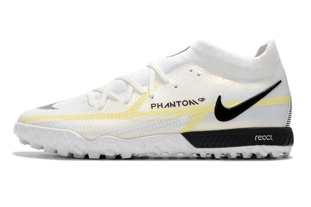 Chuteira Society Nike Phantom GT Pro Branco e Dourado