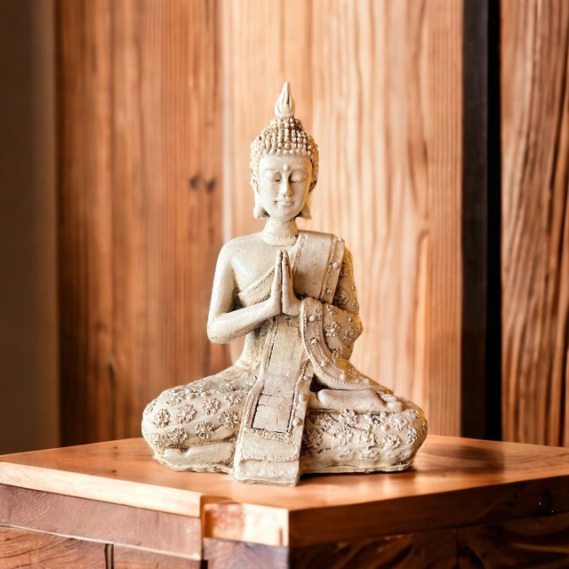 Figura Buda Tibetano Meditando 19 cm resina exterior