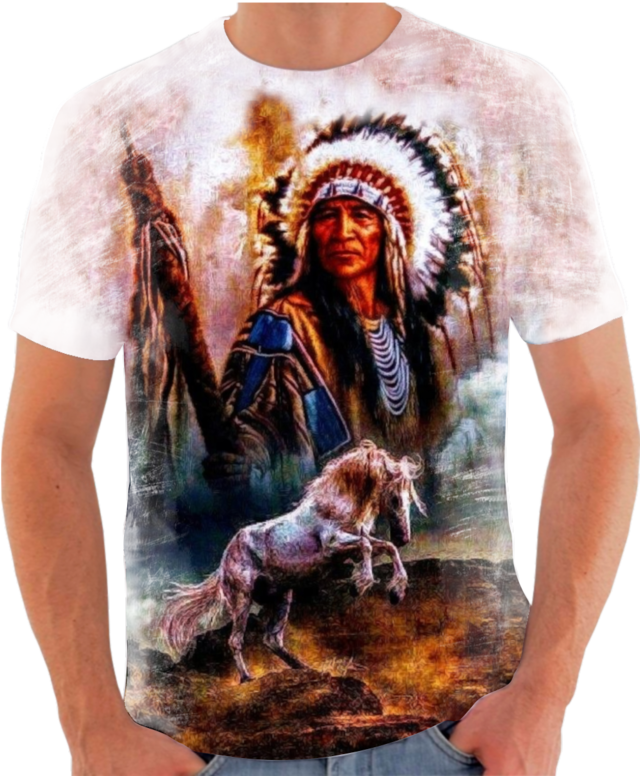Camiseta camisa blusa Temática Personalizada 100% Poliéster xamã xamanismo  indio americado guerreiro