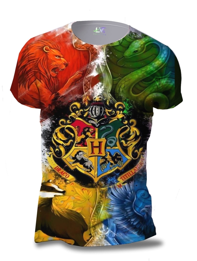 Camisa Camiseta Harry Potter Hogwarts Grifinória Estampa Total  Personalizado HRY5