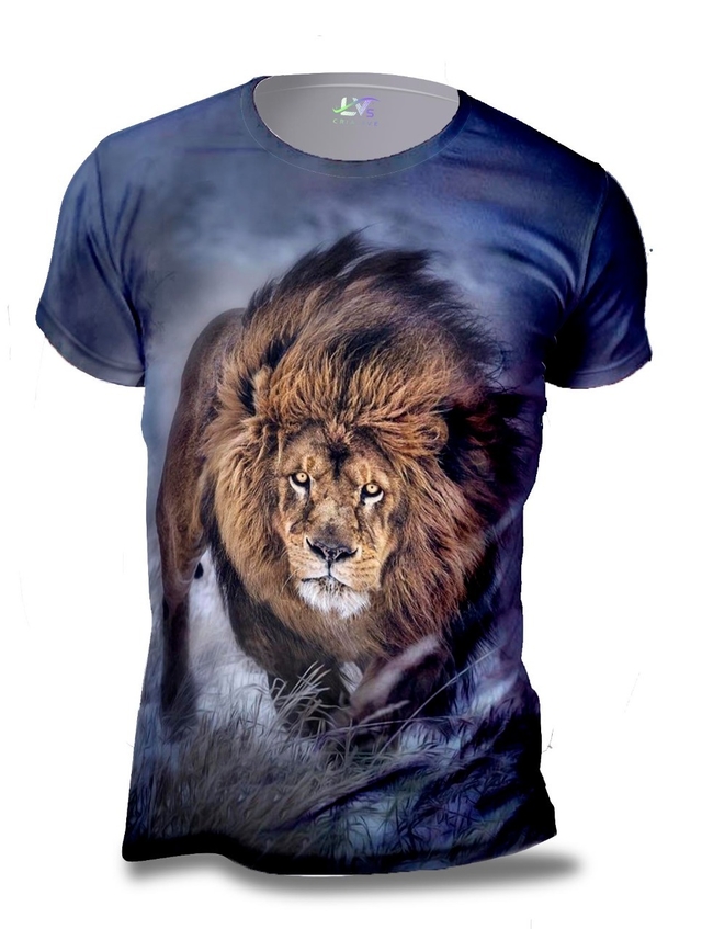 Camisa Camiseta Leão Rei da Selva Estampa Total Personalizada