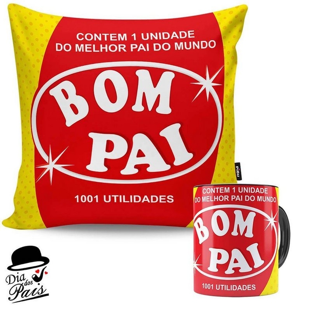 Kit Presente Com Almofada e Caneca 325ml - Pai Bombril | Adorey