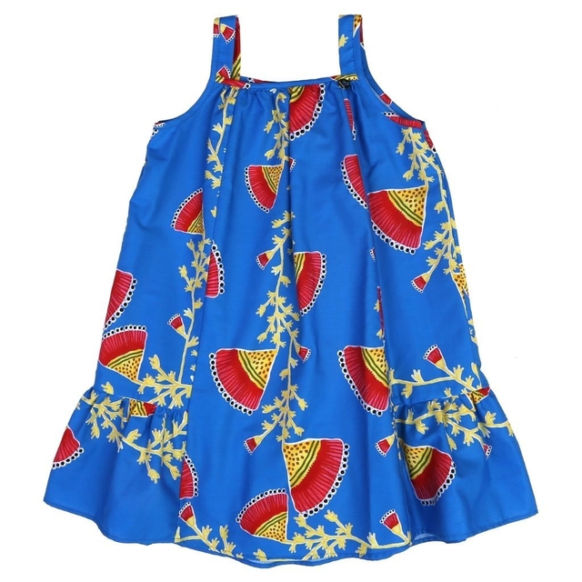 Vestido Infantil Feminino Azul Flor de Maracujá Precoce