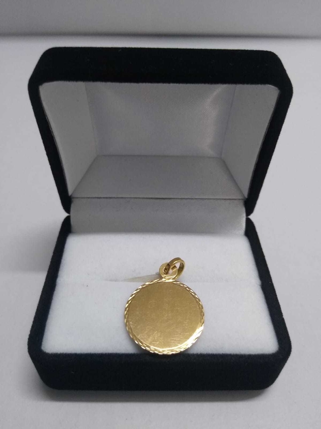 Medalla para grabar oro 18Ktl Redonda con borde facetado grande