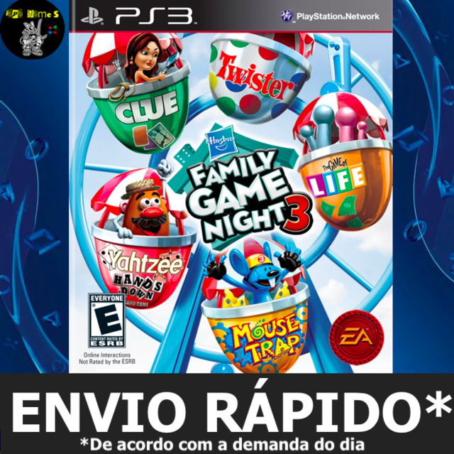 Berri Destino Molestar Hasbro FAMILY GAME NIGHT 3 Jogos Ps3 PSN Digital Playstation 3