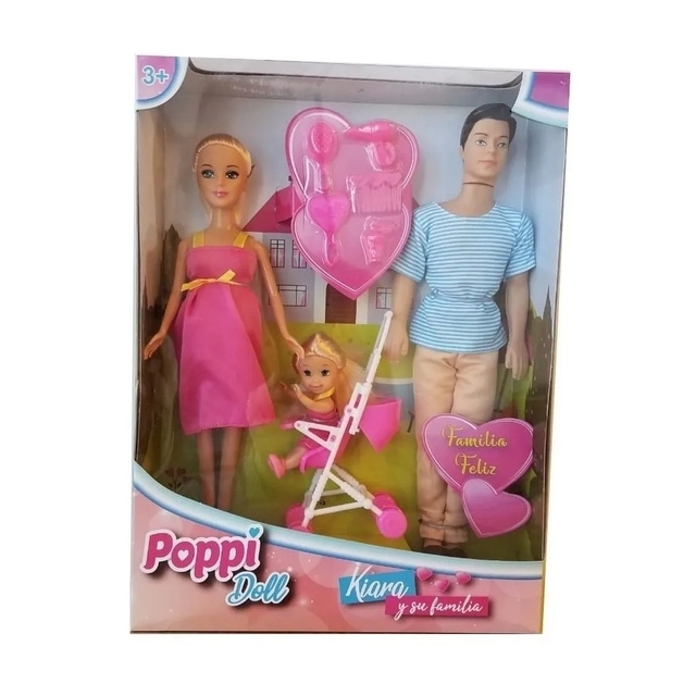 Muñeca Poppi Doll Kiara y su familia Ken Tipo Barbie B197