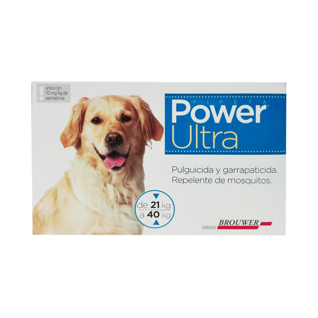 Anti pulgas y garrapatas para perro desde 21kg hasta 40kg en pipeta Power  ultra