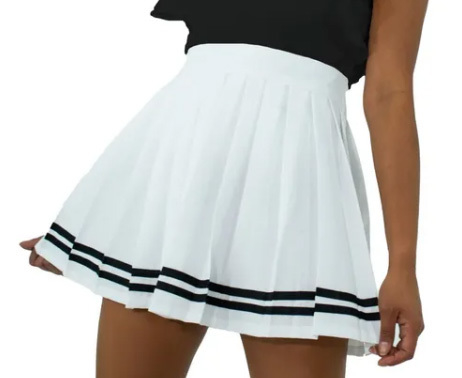 Pollera Tableada Blanca con líneas Negras Tennis Skirt